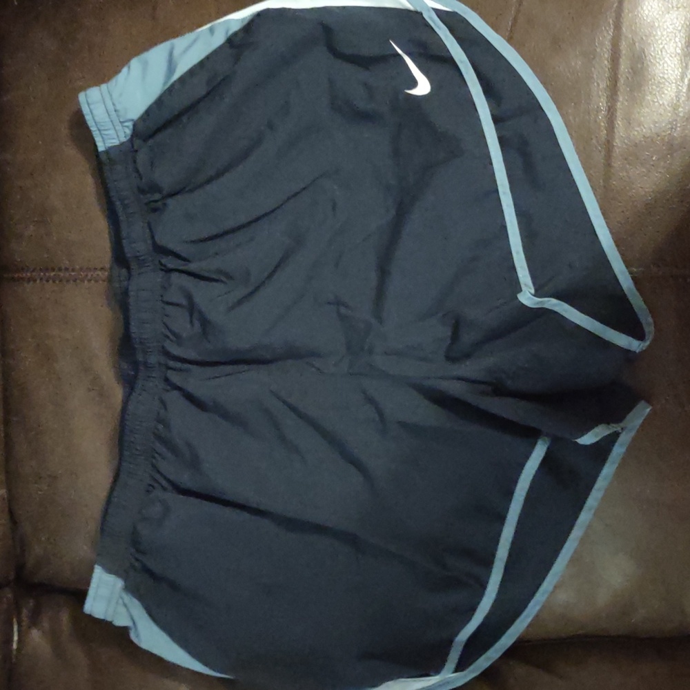 Nike Black Athletic Shorts with Light Blue Trim